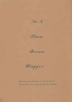 Star Trek TOS Fanzine ''In a Plain Brown Wrapper 1'' Slash Het K/S Anthology VTG