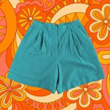 High waisted flared pleated shorts vintage