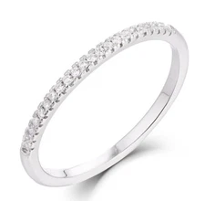 1.2mm 925 Sterling Silver Skinny Wedding Band CZ Engagement Ring 2.5-15 ML177C