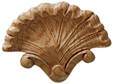 Maximalist Wood Furniture Applique, Shell Onlay Decal, Hand Carved Pine, PN451