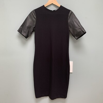 Vince Pencil Dress with Leather Sleeves