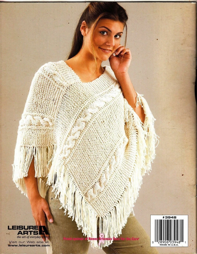 Knitting Leisure Arts TRENDY KNIT PONCHOS 4 Designs by Kay Meadors Booklet NEW - Image 2 of 2
