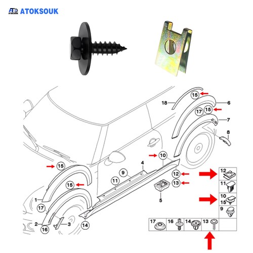 40x Para BMW Sujetador de Remache Motor Bajo Cubierta Protector contra Salpicaduras Tornillo Clip Sujetador - Imagen 8 de 10