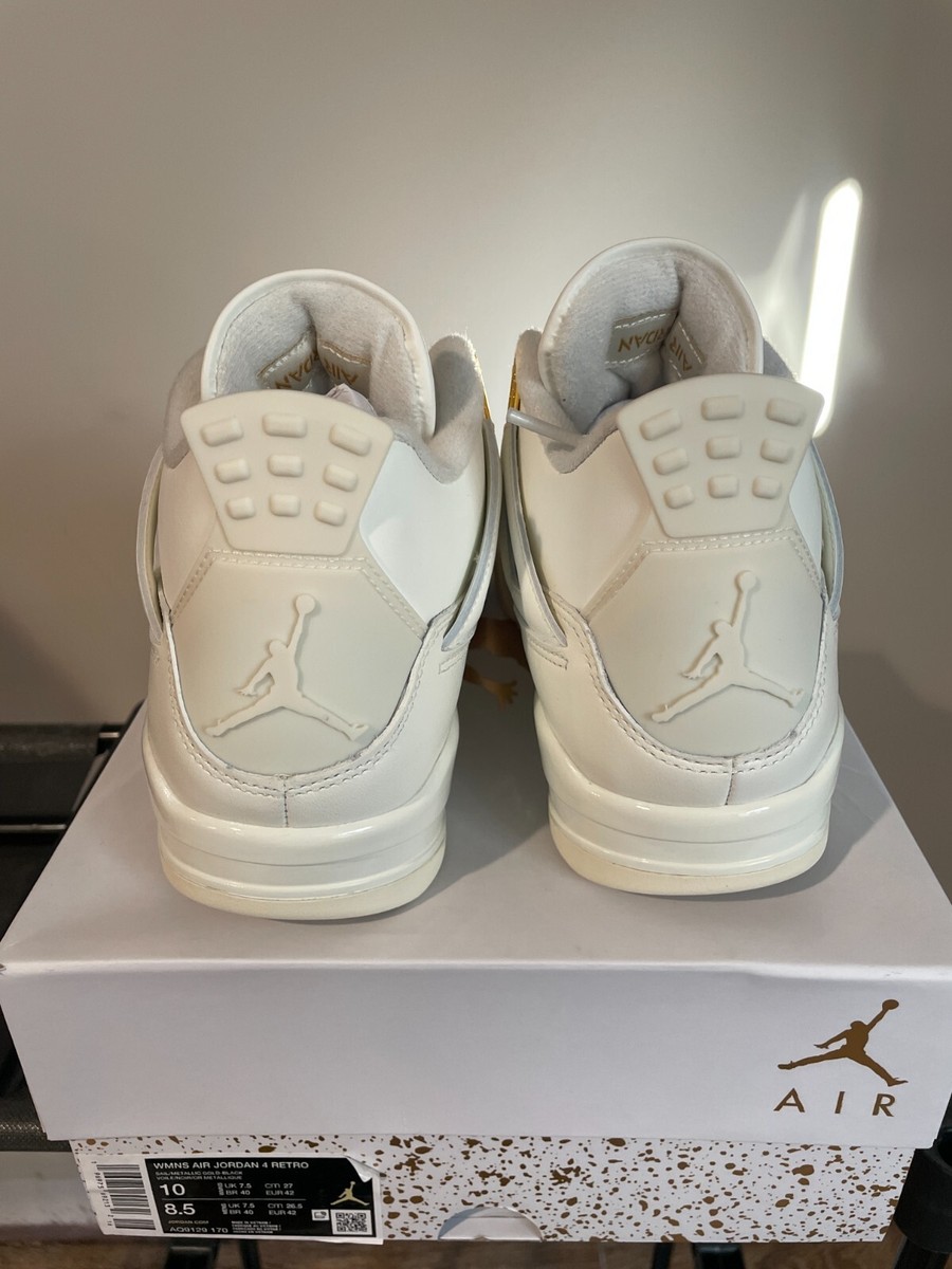 シューズ(男性用) AIR JORDAN 4 RETRO #170SAIL/MGOLD Air Jordan 4 Retro Metallic Gold AQ9129-170 Women Size 6-12