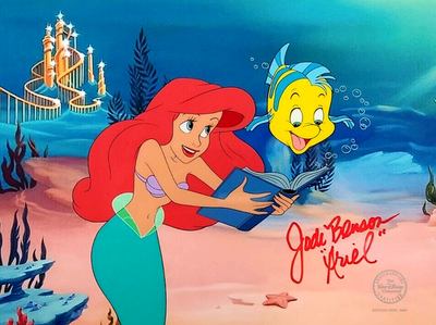 ❤️ Cel SIGNED Little Mermaid Disney Sericel Ariel Flounder JSA