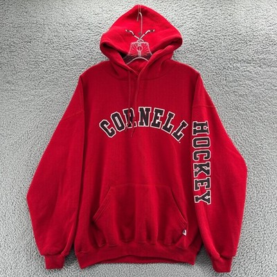Vintage Russell Athletic Hoodie Mens Large L Red 90s Cornell University Hoodie