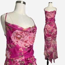 Sau Lee Fredia Dress in Fuchsia Floral Midi d...