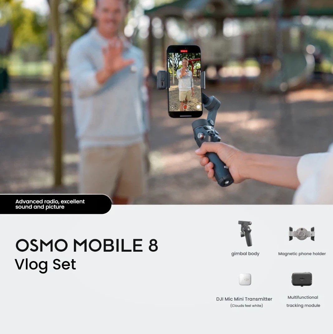 DJI Osmo Mobile 8 Vlog Set (DJI Mic Mini Transmitter Cloud Sensing