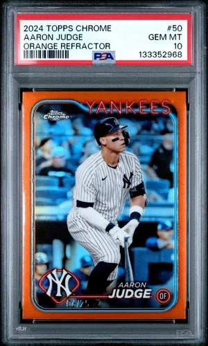 2024 Topps Chrome Aaron Judge Orange Refractor /25 PSA 10 NY Yankees