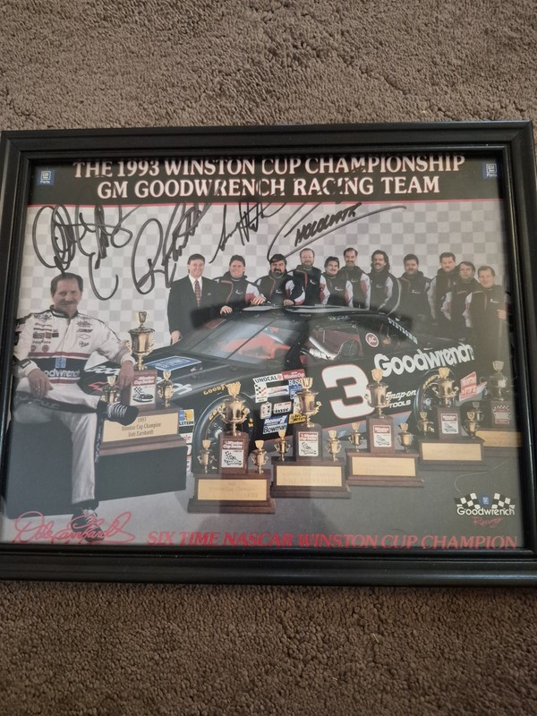 Autographed 1993 Dale Earnhardt Winston Cup Championship, 8' x 10' Framed