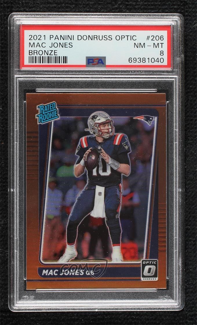 2021 Panini Donruss Optic Rated Rookie Bronze Prizm Mac Jones #206 PSA 8 0g0p