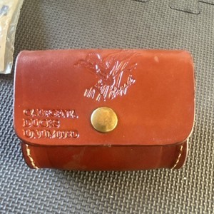 Ducks Unlimited Leather Cartridge Bag .30 Cal 20-Round Brown Belt Snap Pouch