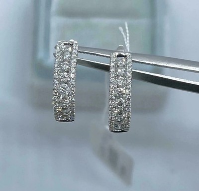 2.30Ct Lab Created Round Cut Diamond Huggie Hoop Earrings 14K White Gold Plated