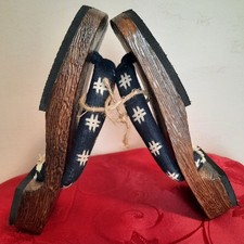 Women's Size 4-4.5 Paulownia Wood Japanese Geta Sandals 8 1/4" 21.5 cm EX COND