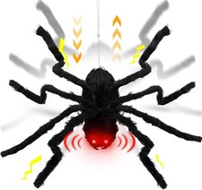 24''Halloween Animatronics Giant Spider Up and Down Automatically Red LED Eyes..