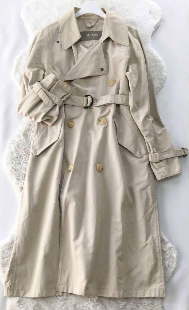 Maxmara Long Trench Coat Size 38 Classic Elegant Style-image