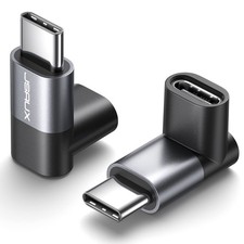 2 Pack 90 Degree USB C to C Adapter 100W Right Angle Type C Converter Grey Set