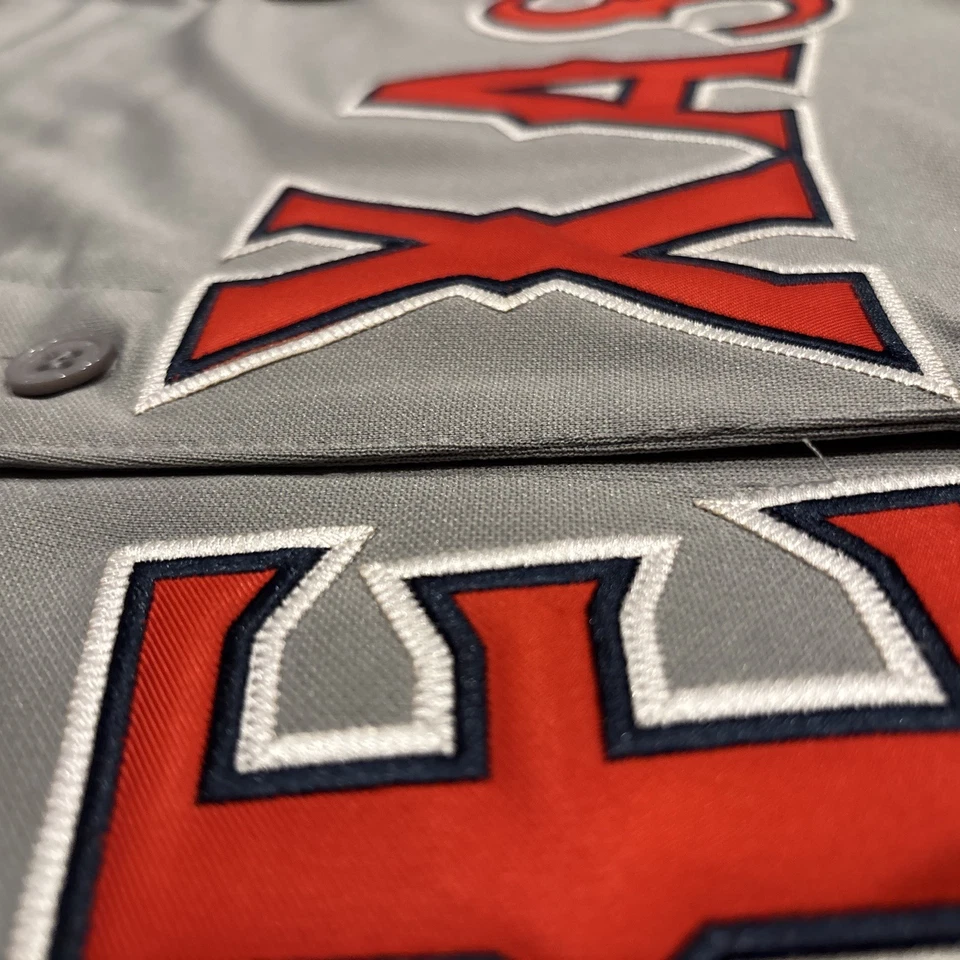 Camiseta masculina Ivan Rodriguez Texas Rangers GG nova com etiquetas retrô cinza estrada com remendo HOF - Imagem 4 de 4