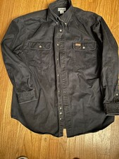 Vintage 90s Men's Black Carhartt Thick Canvas Work Shirt Size Large Button Up