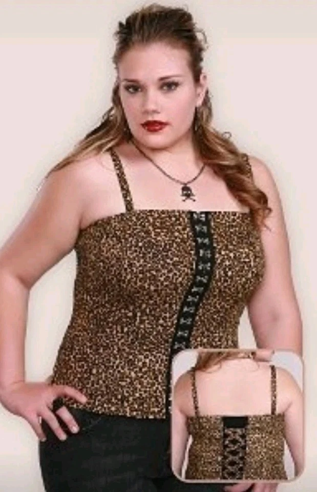 Vintage Tripp NYC Corset Bustier Leopard Top 4 Y2K 90's Coquette Goth Sexy