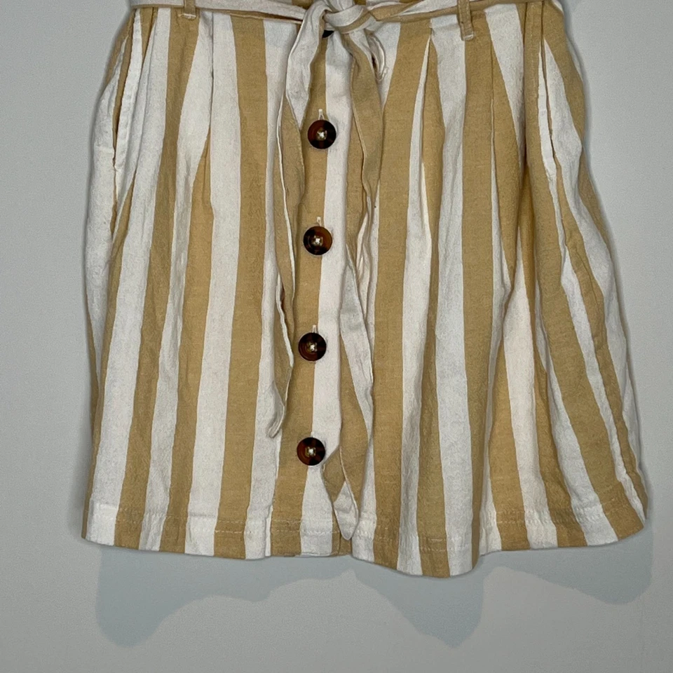 Minifalda Hollister para mujer pequeña bolsa de papel de tiro ultra alto color blanco tostado a rayas Foto 3 de 4