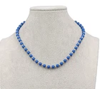 Vintage Monet Blue Beaded Necklace Gold tone 16" Estate Costume Jewelry