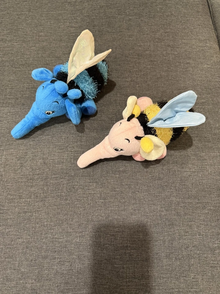 Rare Disneyland Winnie The Pooh Blue And Pink Heffalump Bee Bean Bag Plush 9" - Image 2 of 4