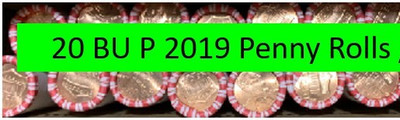 2019-P ''BU''  LINCOLN SHIELD CENT UNOPENED BOX OF 20 ROLLS, $10 FACE VALUE