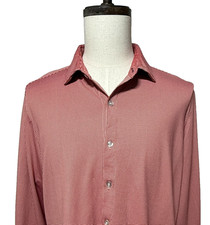 Mizzen Main Shirt Mens XL Red Trim Fit Traditional Nylon Blend Stretch Preppy