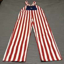 Liberty Overalls 38x30 American Flag USA Denim Carpenter Patriotic Bibs Men  s
