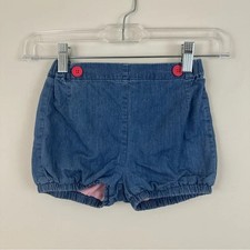 Baby Boden Blue Denim Shorts with Pink Buttons Size 3-4 Years