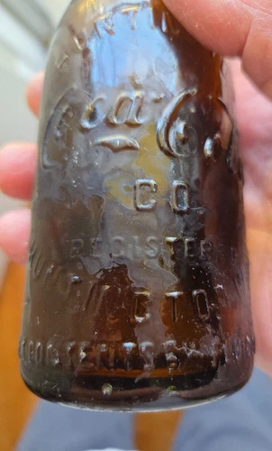 VINTAGE AMBER 6 1/2 OZ HUNTINGTON, W.VA. COCA COLA BOTTLE 1915-1920.