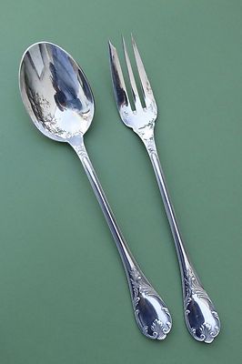 CHRISTOFLE DESSERT CAKE MARLY LOUIS XV SERVER SERVING FORK & SPOON 