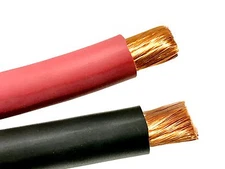 50 FEET 1/0 AWG WELDING CABLE WIRE SAEJ1127 COPPER BATTERY  BLACK & RED 25' EACH