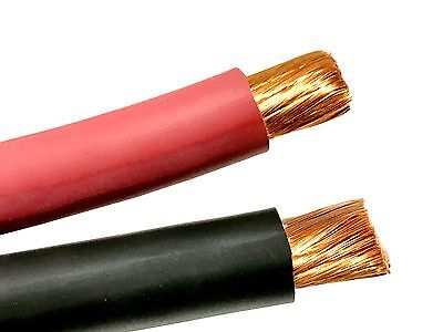 For 1/0 AWG WELDING CABLE WIRE COPPER BATTERY SOLAR RED 3 FEET BLACK 3 feet Electrical Wire & Cable 
