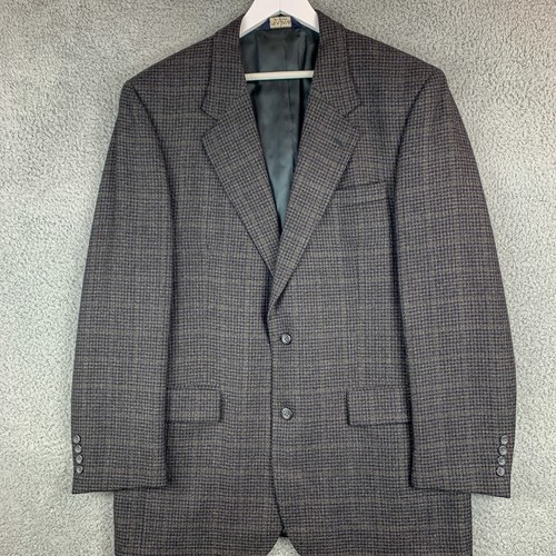 Jos A Bank Tweed Blazer Men 42L Gray Wool Executive Collection Suit