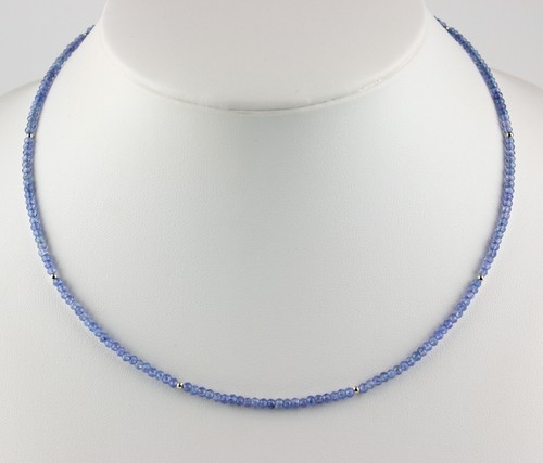 Cadena de tanzanita cadena de piedras preciosas naturaleza collar facetado finamente pulido 45 cm - Imagen 2 de 3