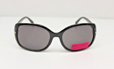 Betsey Johnson Black & Gold Rectangular Womens Sunglasses 