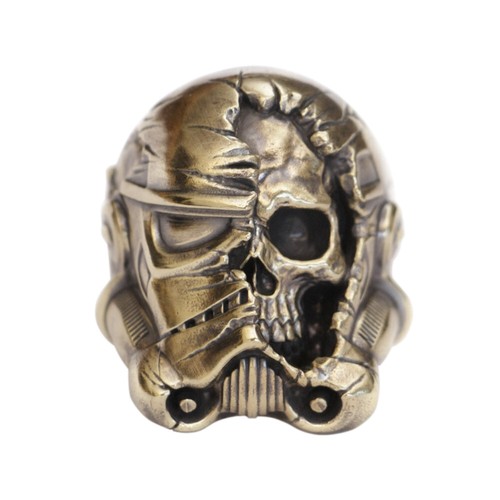 Messing halbes Gesicht weißer Kriegerring Linsion Rock Punk Schmuck BR311A US Größe 7 ~ 15 - Bild 2 von 29