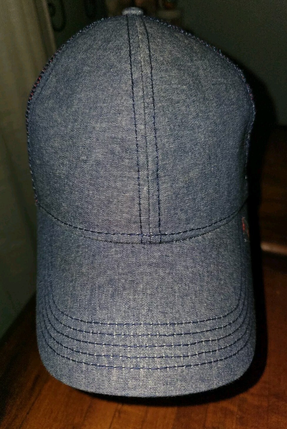 Original Penguin Blue Cotton Denim Strapback Hat Adjustable 