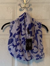 NWT  Eyeful Blue  White Paisley Print Lightweight Infinity Scarf