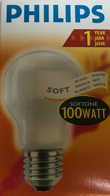 PHILIPS SOFT WHITE  T55 E27 230V 25W / 40W / 60W /75W /100W  Glühlampe Opal Weiß