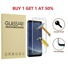 2-Pack Full Cover Tempered Glass Protector F Samsung Galaxy S8 S9 Plus Note 8 S7