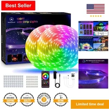 Waterproof LED Strip Lights 100ft - Smart APP Control - 44key Remote - Flexible