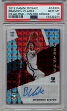 2019-20 Panini Mosaic Fusion Red Choice Rookie Autograph Brandon Clarke PSA 10