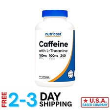 Caffeine  L-Theanine for Adults - 240 Capsules - Enhanced Focus  Relaxation