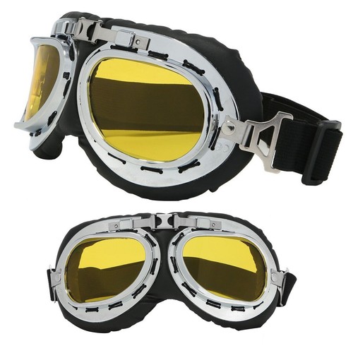 APEBAZY Motorradbrille Vintage Style - UV-Schutz Sportbrille Für Outdoor Aktivitäten