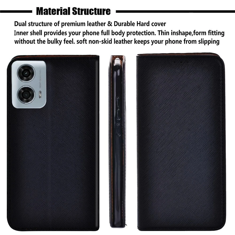 Phone Wallet Stand Cover Case For Motorola Moto E30/E40/G24/G34/G35/G55/G73/G85 - Picture 2 of 13