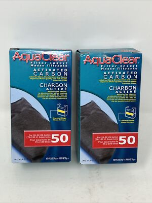 2 PACK OF AQUACLEAR 50 ACTIVATED CARBON FILTER INSERT - 2.5 OZ.  Free shipping!
