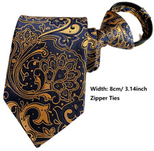 New Floral Yellow Blue 100 Silk Adjustable Zipper Pre-tied Men's Necktie Tie